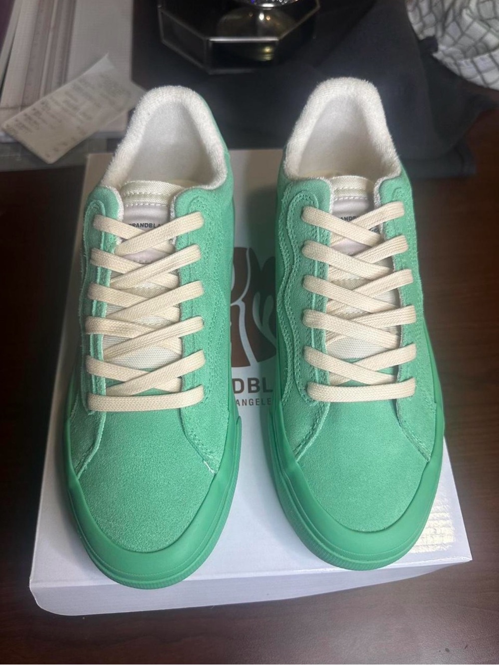 BrandBlack Men's Mint Green Suede Low-Top Sneakers - Lace-Up Comfort
